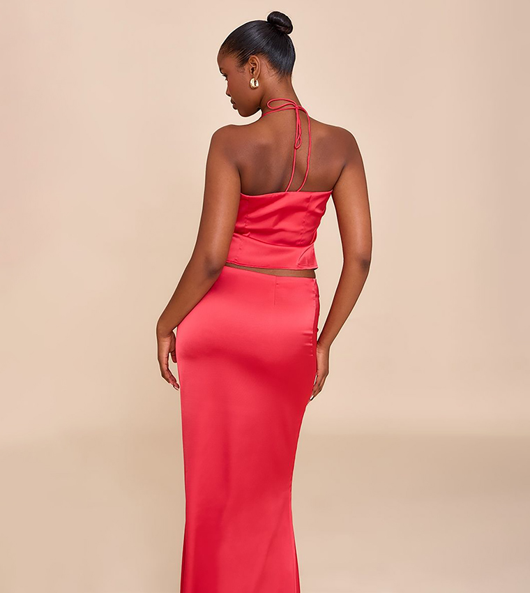Satin Halterneck Crop Top