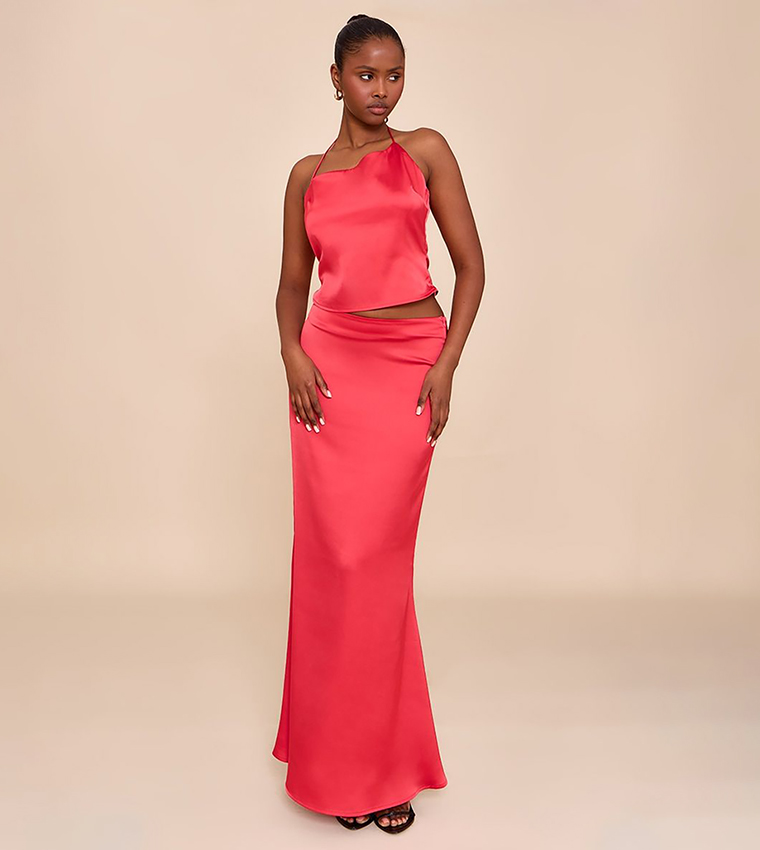 Satin Halterneck Crop Top