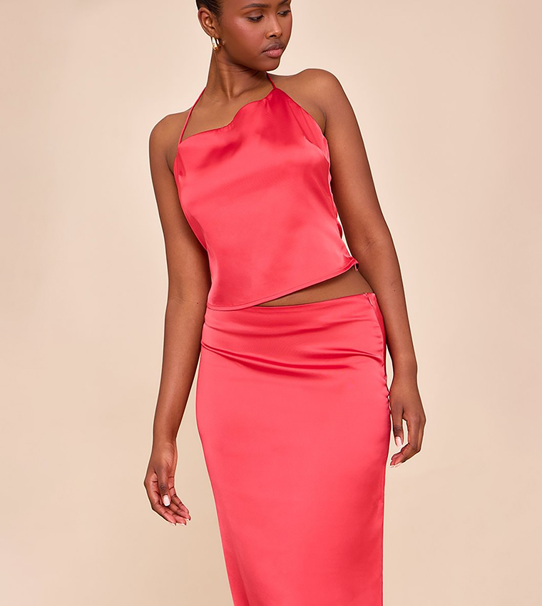 Satin Halterneck Crop Top