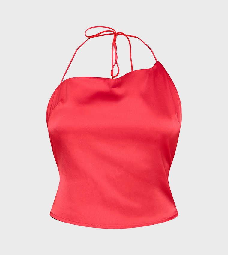 Satin Halterneck Crop Top