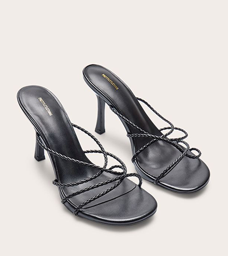 PU Braided Strap Heeled Sandals