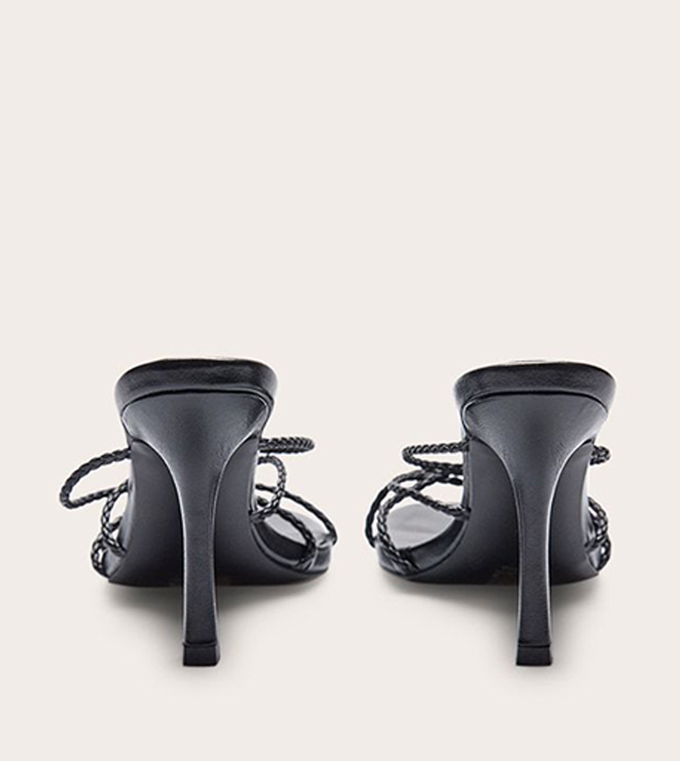 PU Braided Strap Heeled Sandals