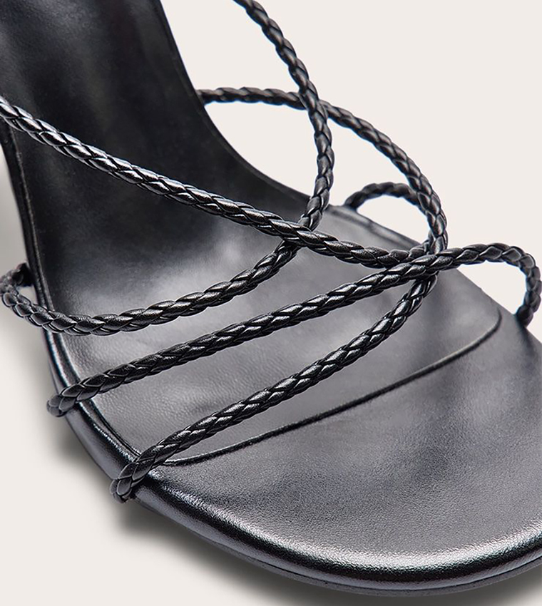 PU Braided Strap Heeled Sandals