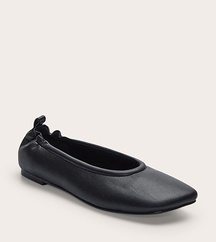 PU Asymmetric Square Toe Ballet Flats