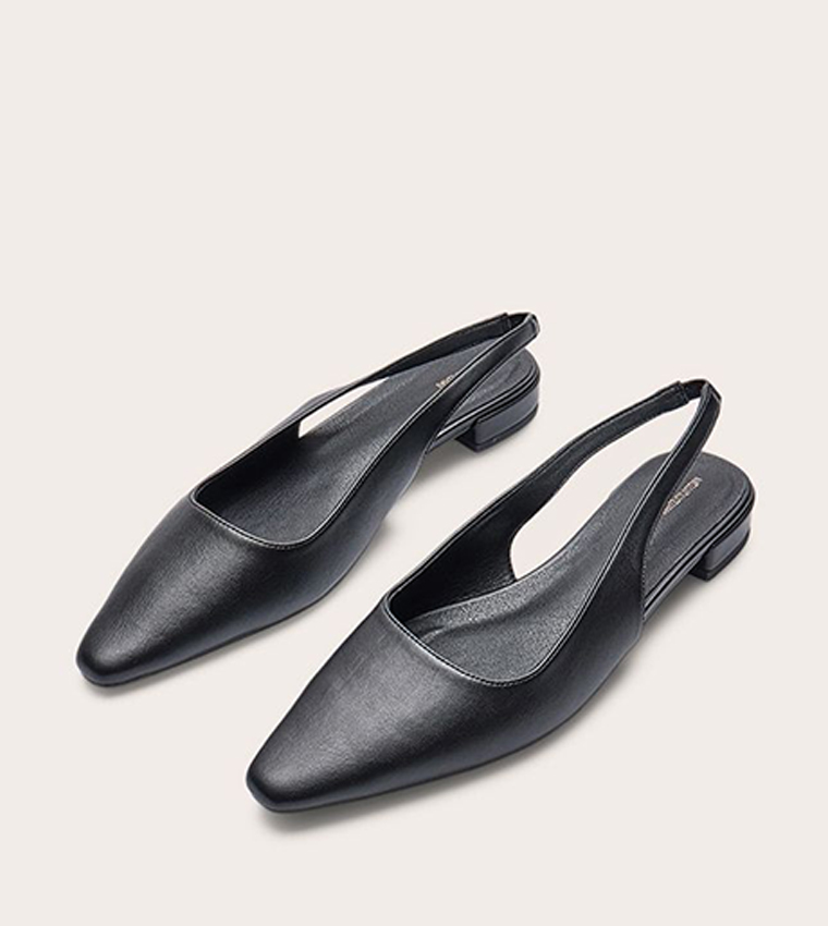 PU Pointed Toe Slingback Flat Shoes