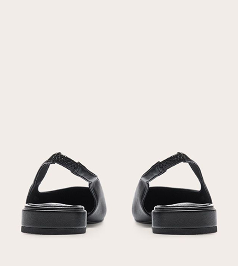 PU Pointed Toe Slingback Flat Shoes