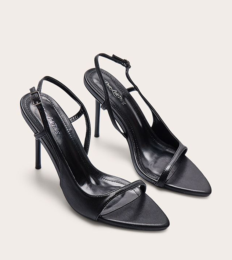 PU Pointed Toe Slingback Heel Sandals