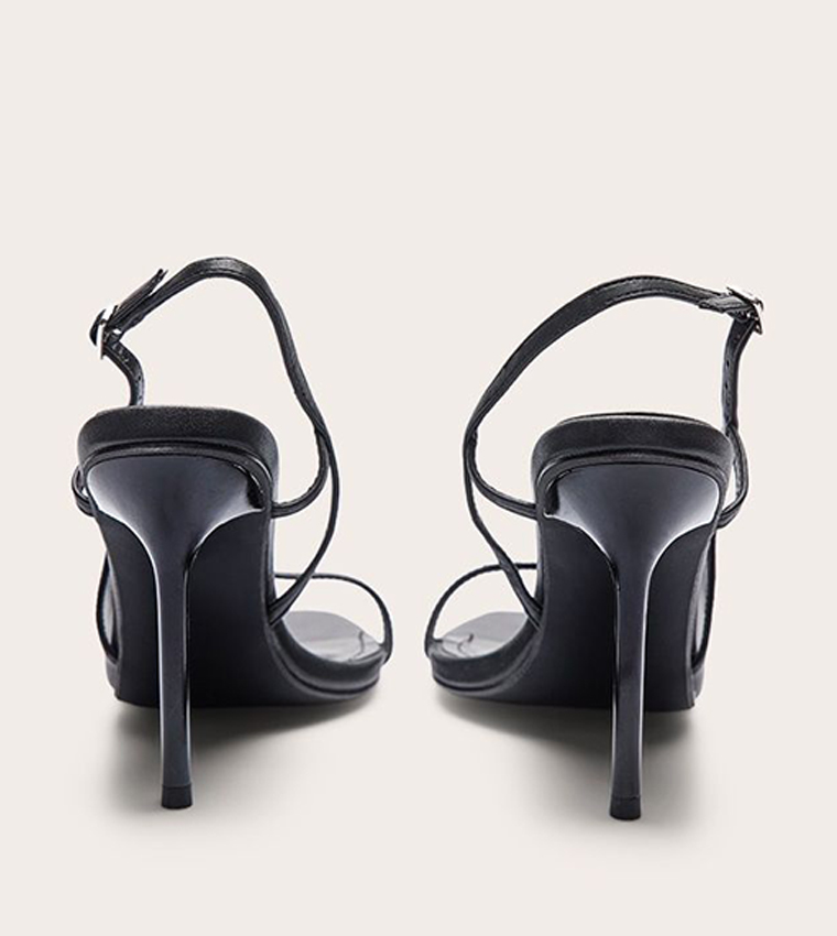 PU Pointed Toe Slingback Heel Sandals