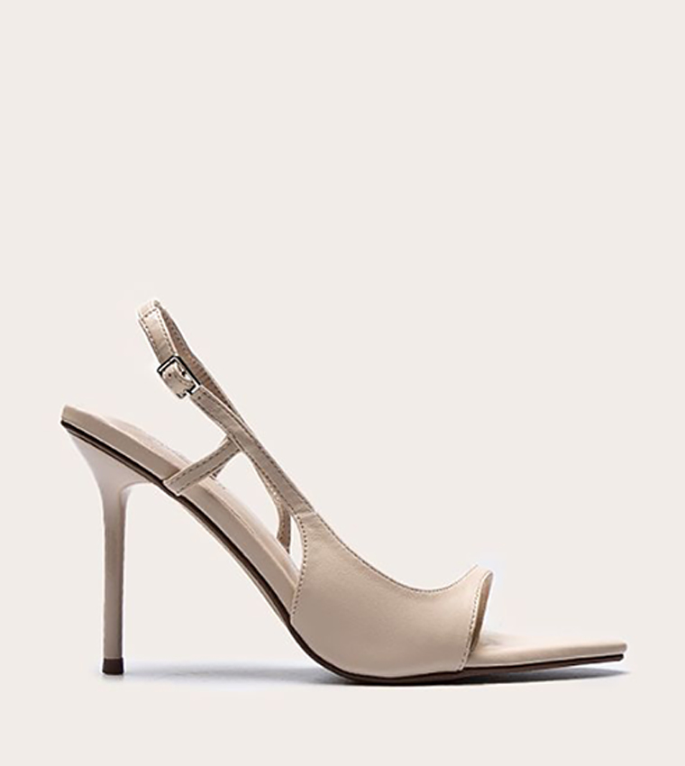 PU Pointed Toe Slingback Heeled Sandals