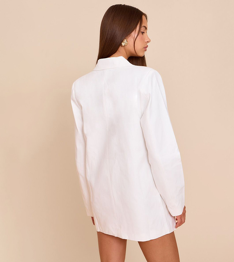 Linen Blend Mini Blazer Dress