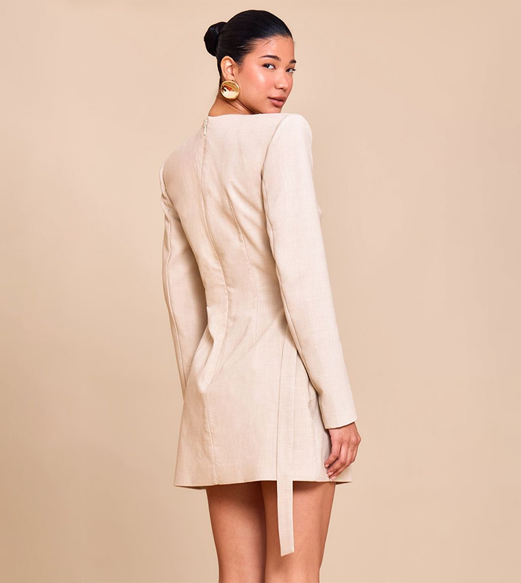 Tailored Asymmetrical Cut-Out Blazer Dress