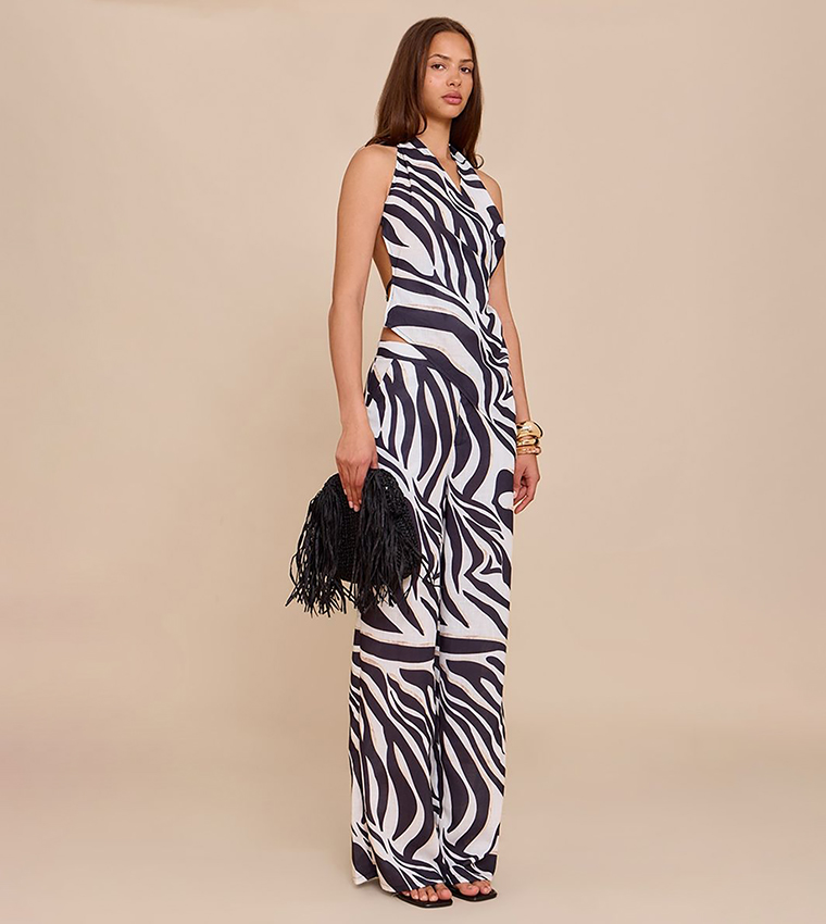 Zebra Print Halterneck Top