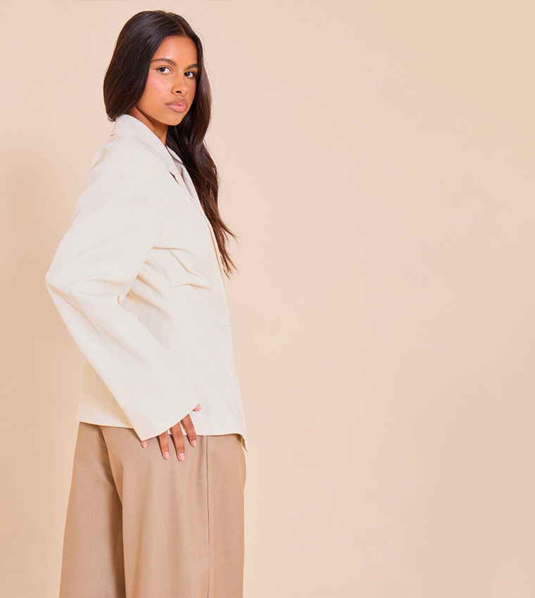 Petite Cinched Waist Long Sleeves Blazer