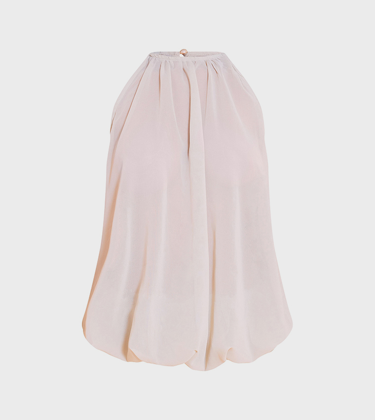 فستان ميني شيفون خفيف مزموم للمقاسات الصغيرة 