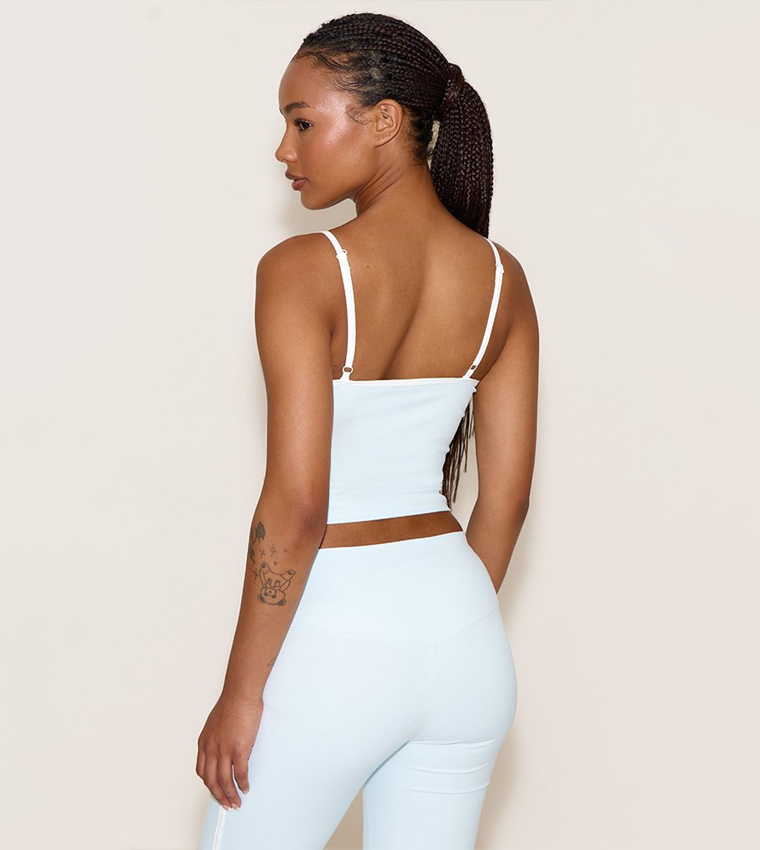 Petite Sculpt Contrast Detail Strappy Gym Top