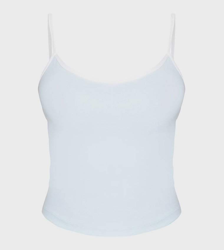 Petite Sculpt Contrast Detail Strappy Gym Top