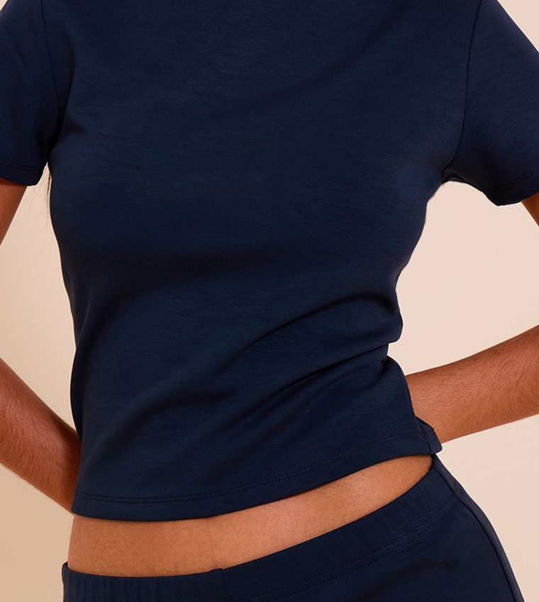 Petite Modal Short Sleeves Crop Top