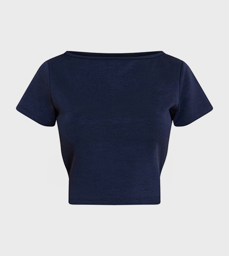 Petite Modal Short Sleeves Crop Top
