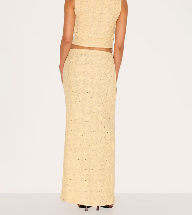 Petite Textured Low Rise Maxi Skirt