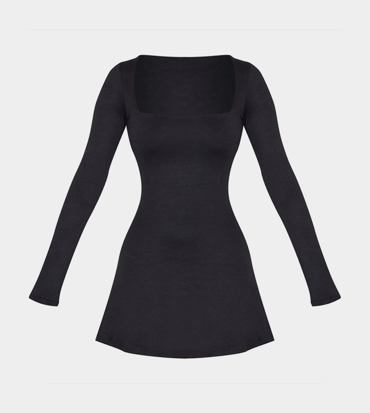 Double Contour Square Neck Bodycon Dress