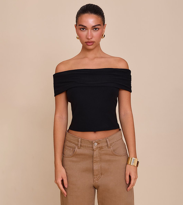 Soft Touch Bardot Crop Top