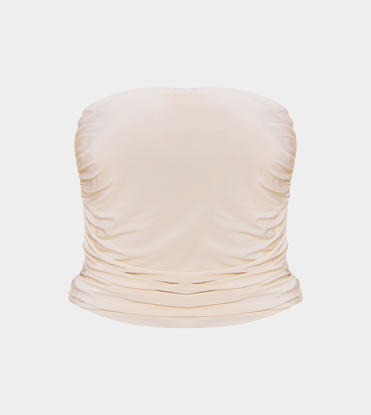 Double Layer Slinky Ruched Bandeau Top