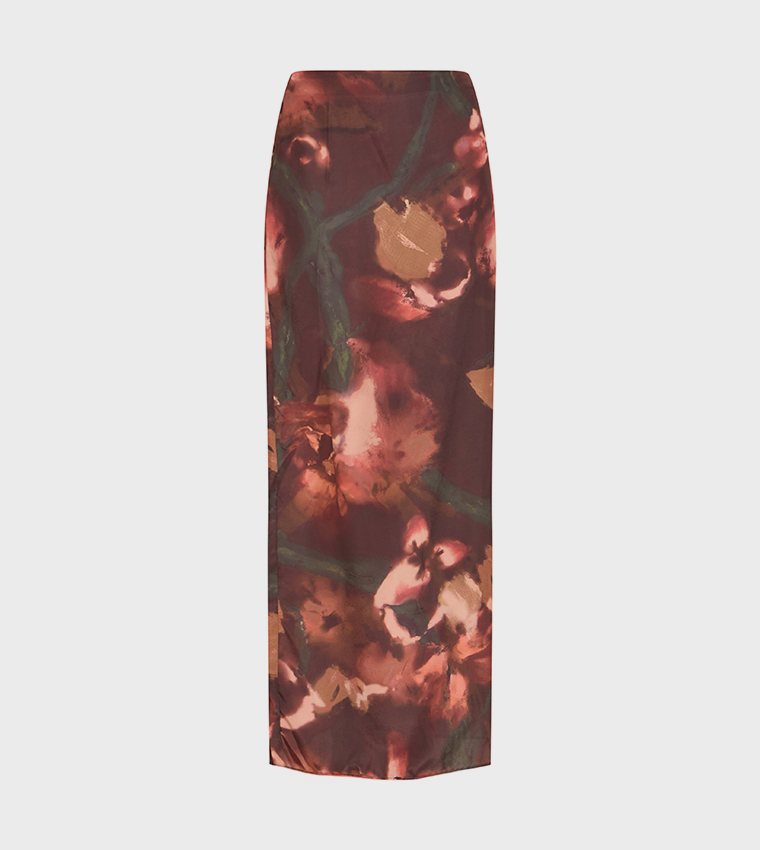 تنورة ماكسي شيفون بطبعة 