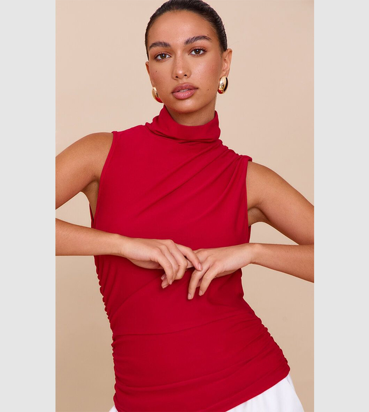 Soft Touch Ruched Side Sleeveless Top