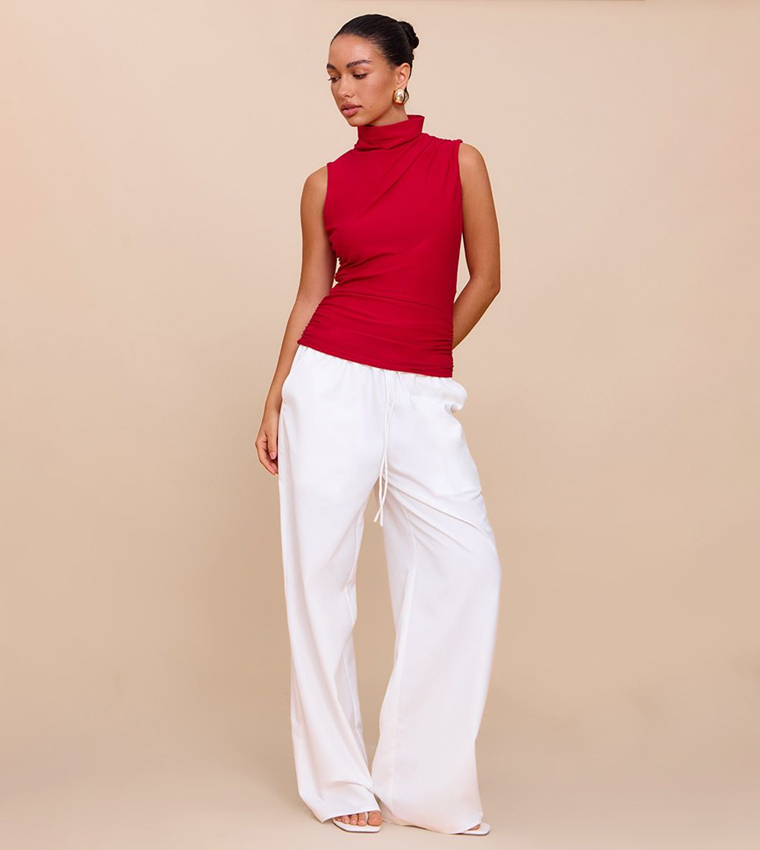 Soft Touch Ruched Side Sleeveless Top