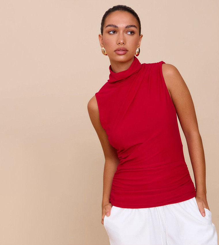 Soft Touch Ruched Side Sleeveless Top