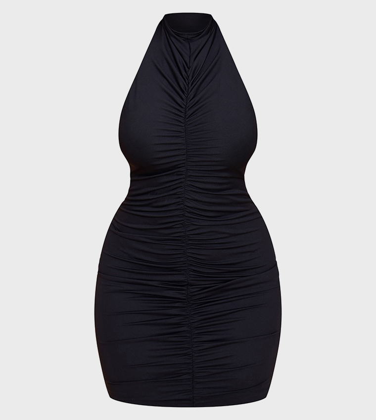 Shape Soft Touch High Neck Ruched Mini Dress