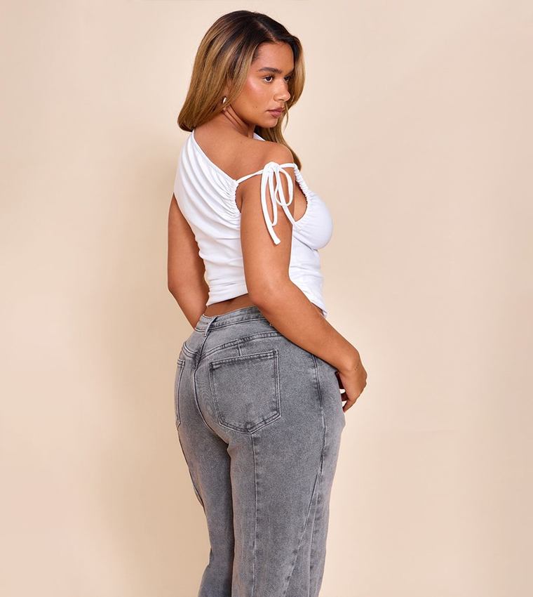 Shape Tie Ruched Shoulder Top