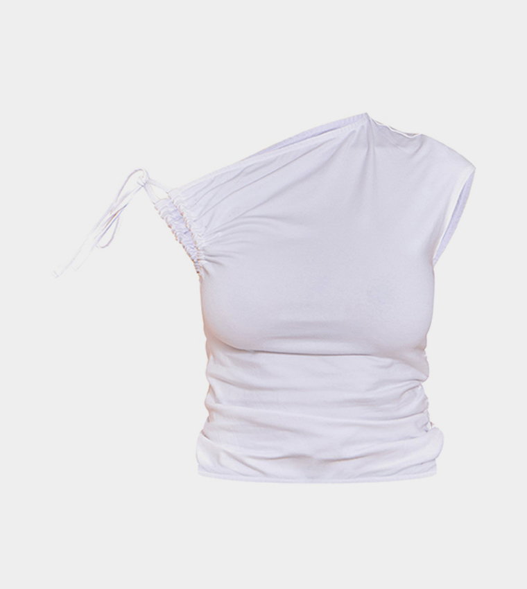 Shape Tie Ruched Shoulder Top