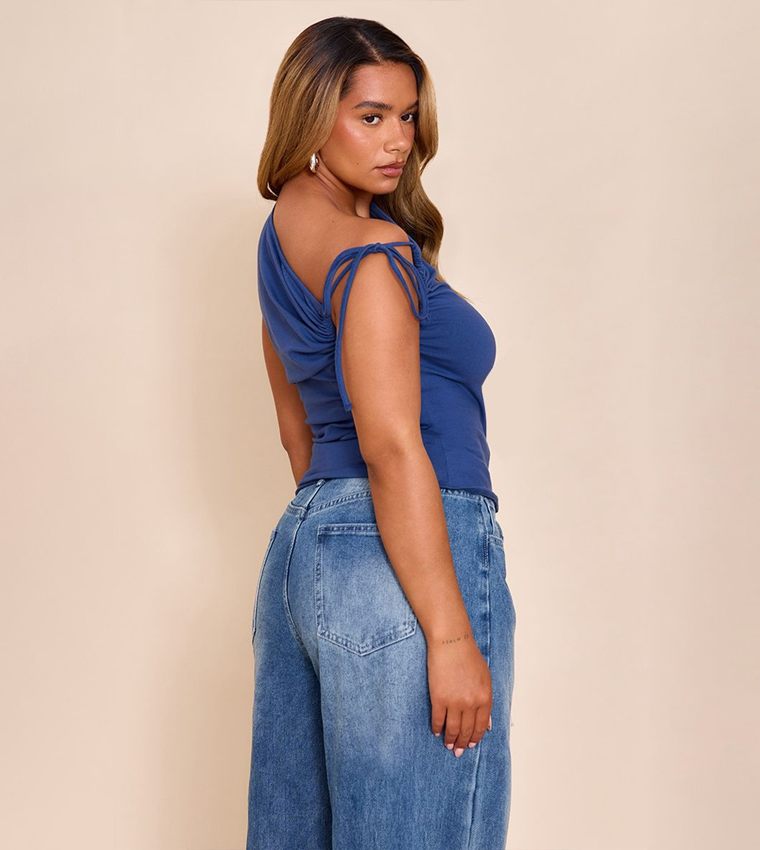 Shape Tie Ruched Shoulder Top