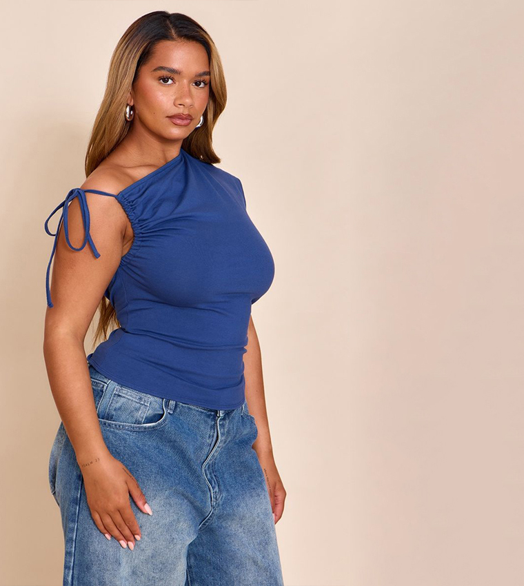 Shape Tie Ruched Shoulder Top