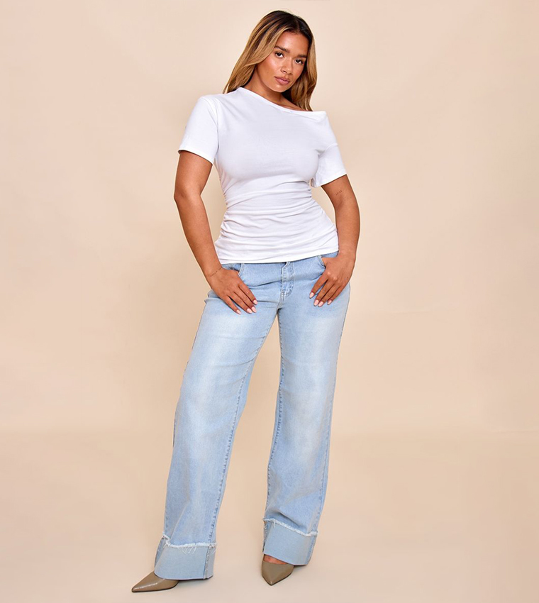 Shape Off Shoulder Ruched Side T-Shirt