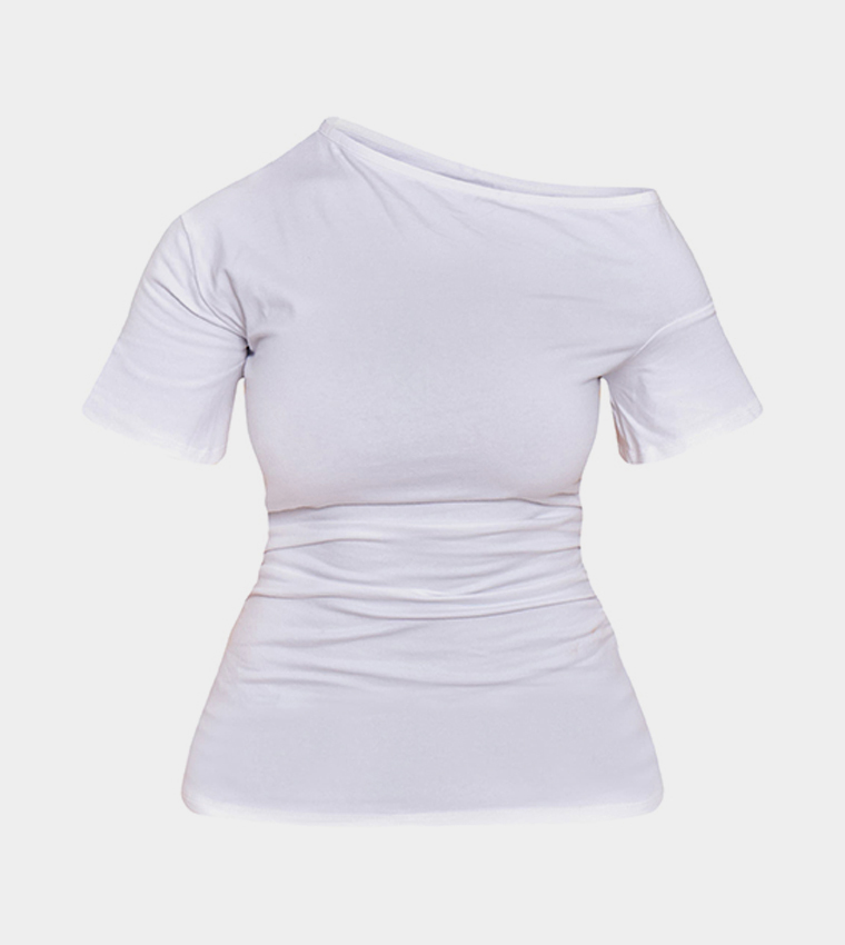 Shape Off Shoulder Ruched Side T-Shirt