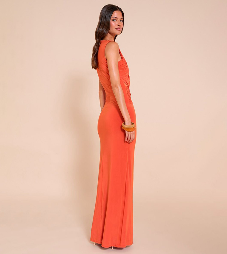 Double Layer Soft Touch Extreme Ruched Maxi Dress