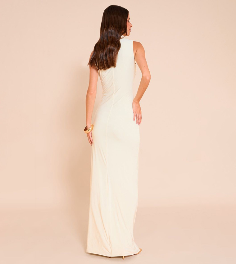 Double Layer Soft Touch Extreme Ruched Maxi Dress