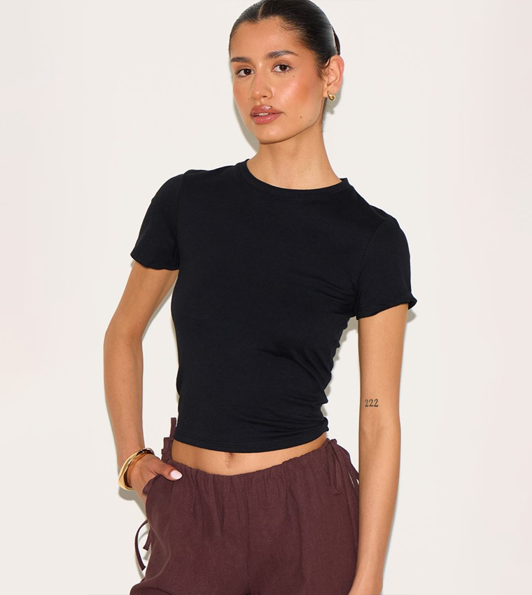 Tall Soft Short Sleeves Crop Top