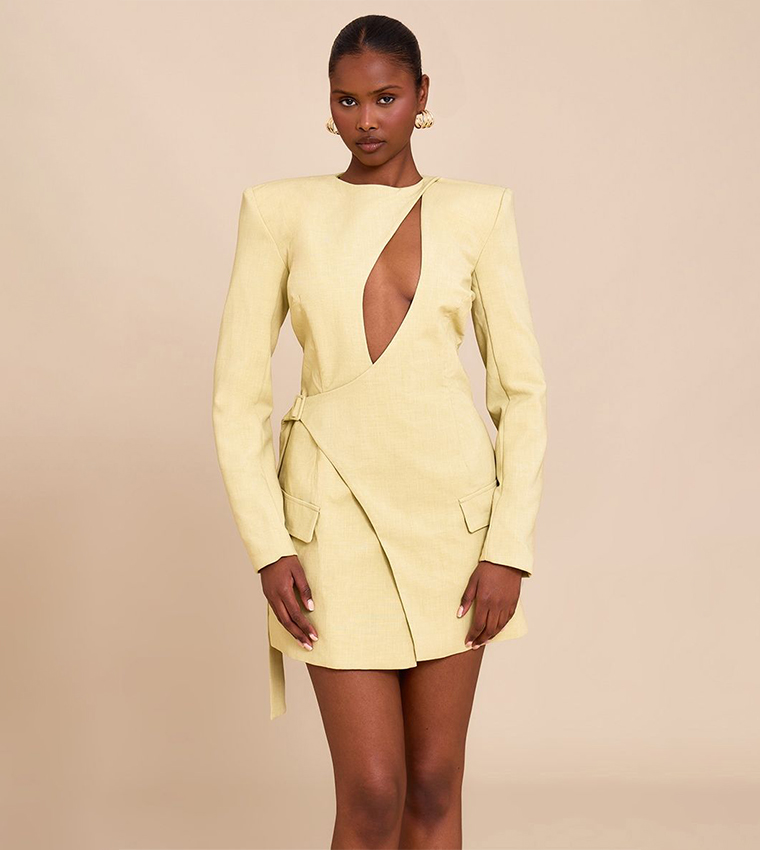 Tailored Asymmetrical Cut-Out Blazer Dress