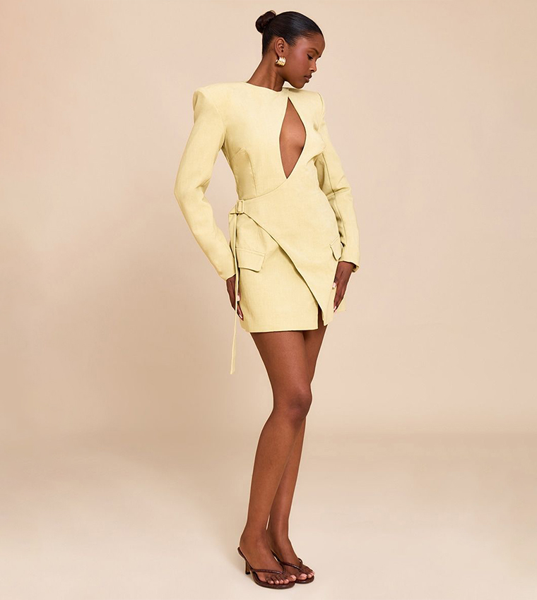 Tailored Asymmetrical Cut-Out Blazer Dress