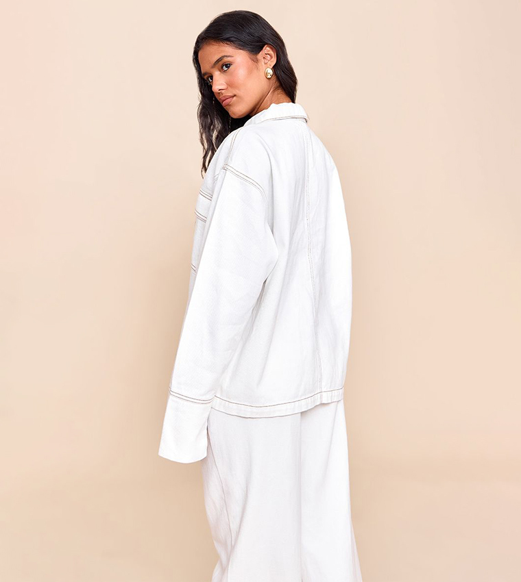 Pocket Detail Oversized Denim Shirt