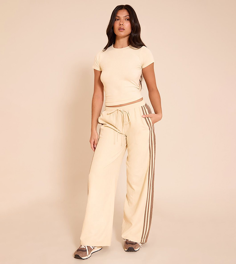 Contrast Striped Wide Leg Trousers