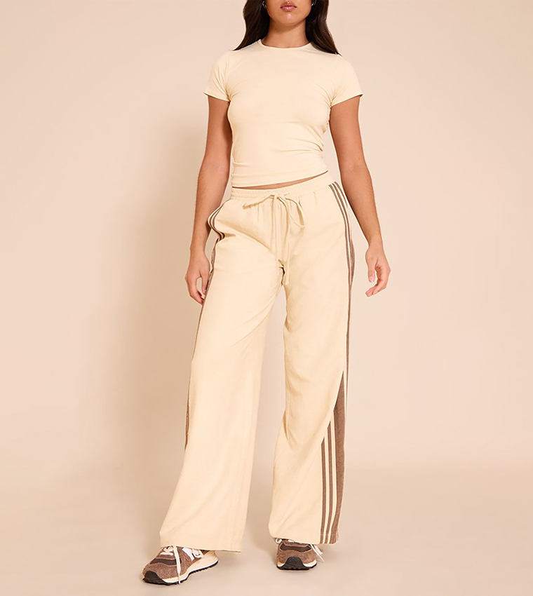 Contrast Striped Wide Leg Trousers