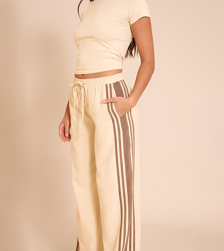 Contrast Striped Wide Leg Trousers
