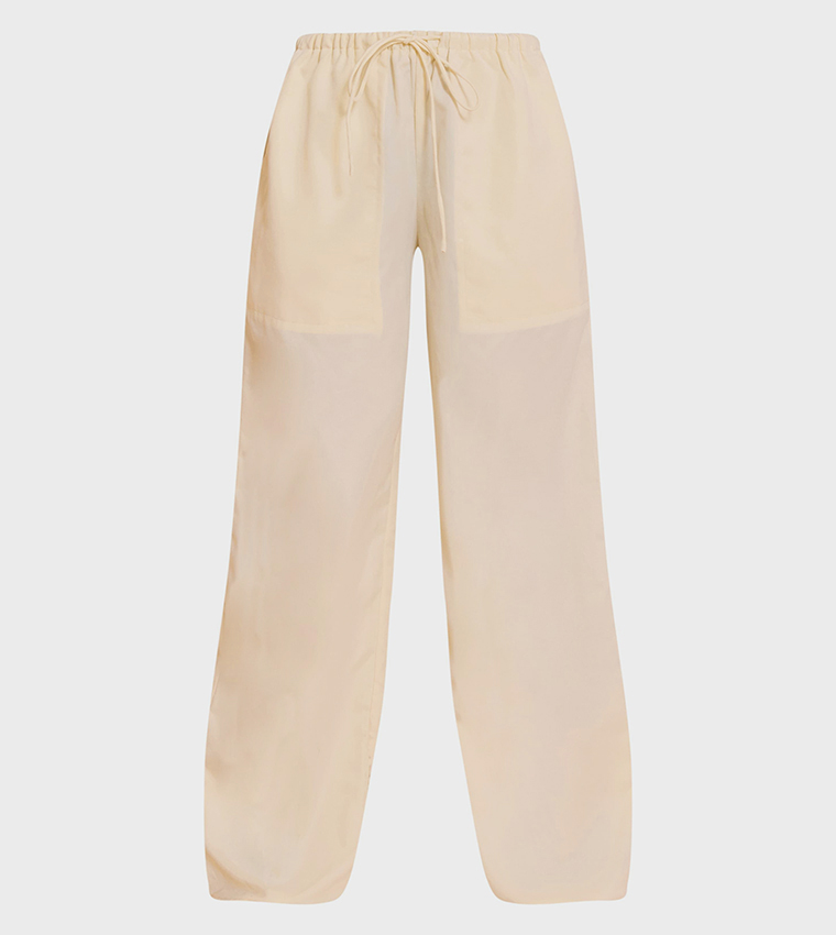 Drawstring Waist Low Rise Relaxed Fit Trousers