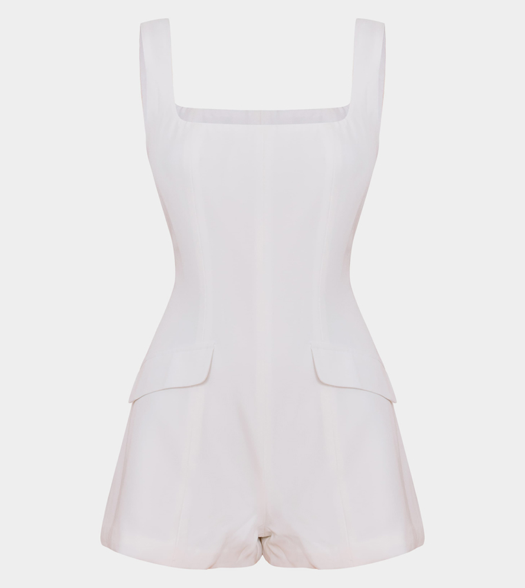 Scoop Neck Woven Pocket Detail Playsuit