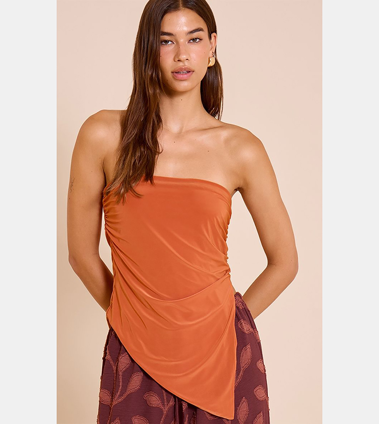 Double Layer Slinky Split Side Strapless Top