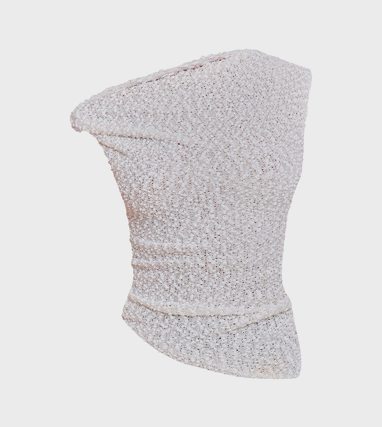 Textured Asymmetric Twist Strap Top